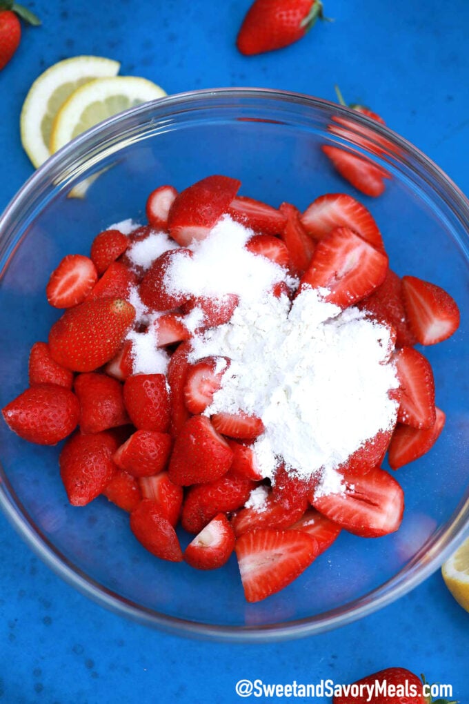 Photo of strawberries for strawberry crisp.