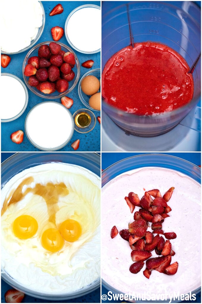 Image of how to make Keto strawberry cheesecake.