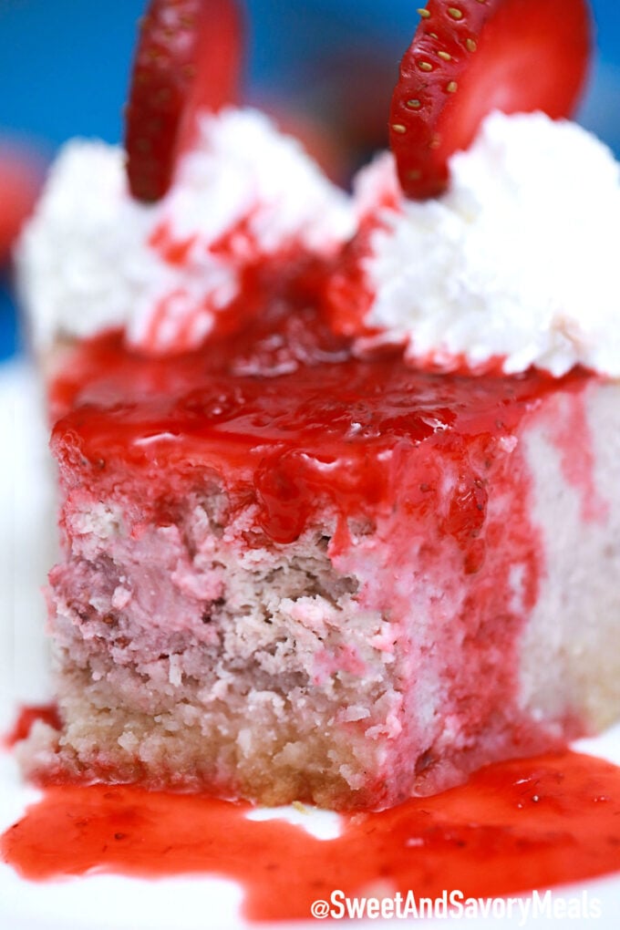 Image of low carb strawberry cheesecake.
