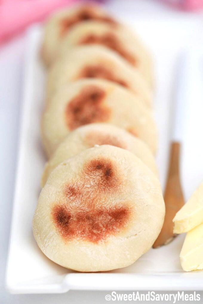 English Muffins served with butter.
