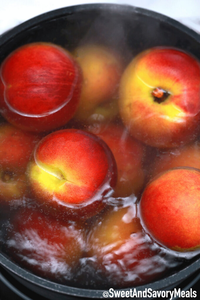 Image of boiling peaches.