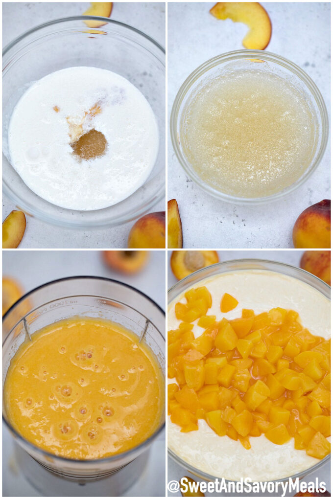 Image of how to make no bake peach cheesecake.