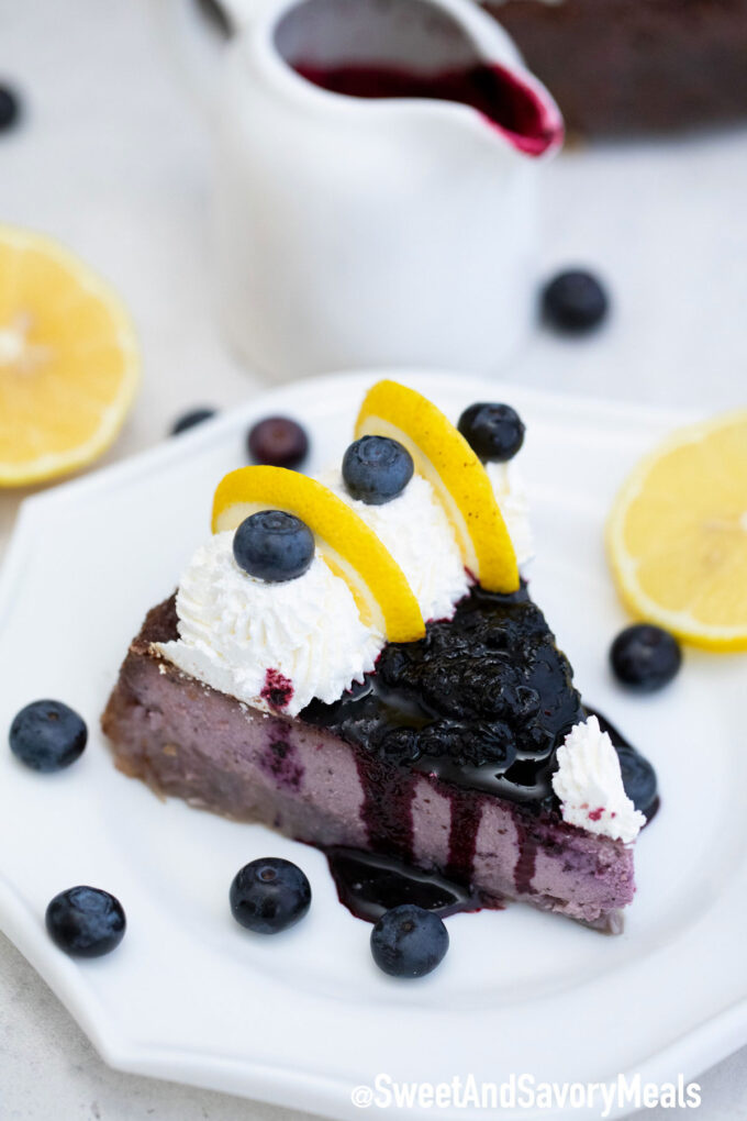 Photo of Keto blueberry cheesecake.