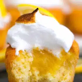 Lemon meringue cupcake with lemon curd.