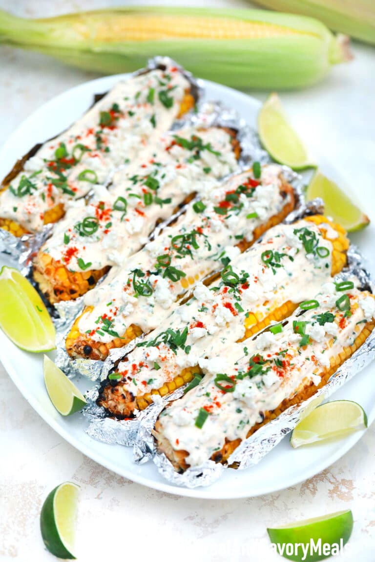 Mexican street corn on the cob.