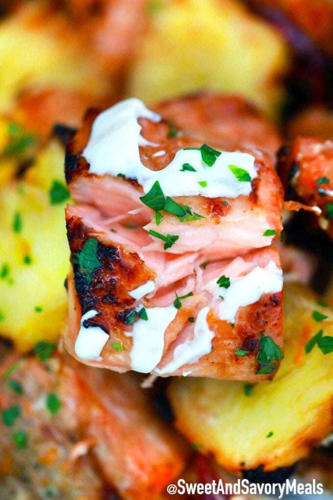 Grilled salmon.