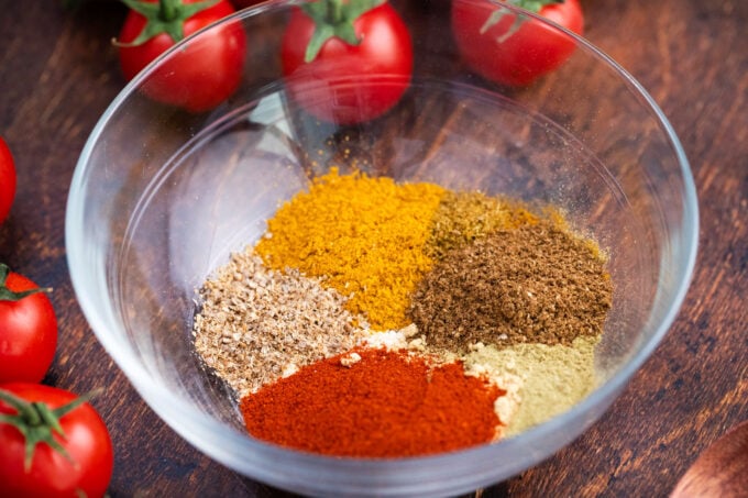 Spices for chicken tikka masala in a bowl.