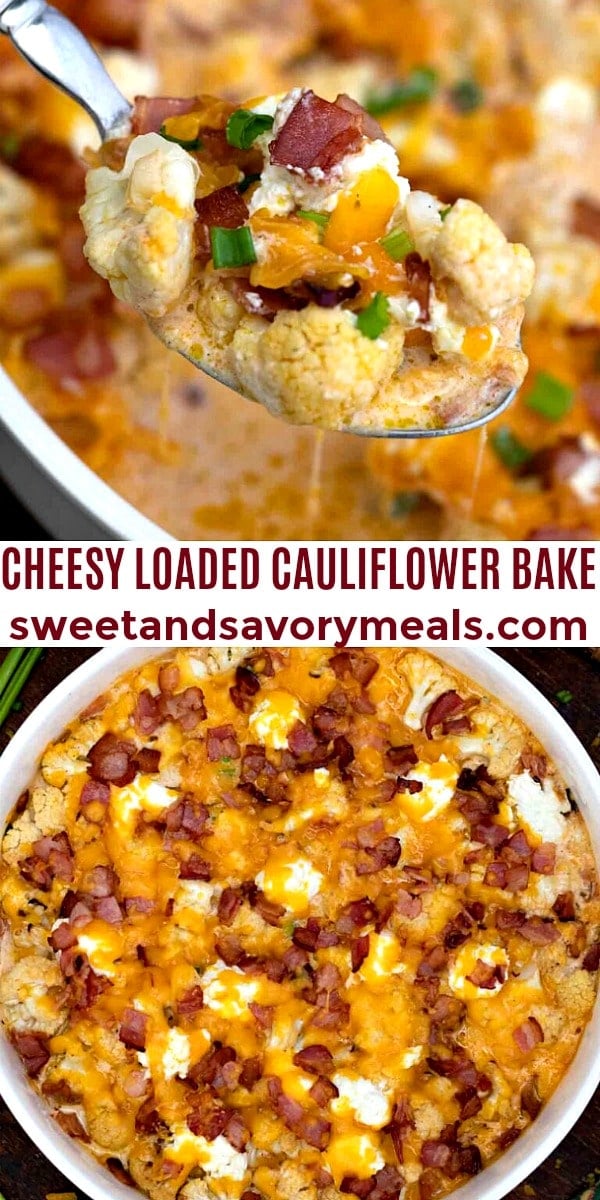 Easy Cheesy Loaded Cauliflower Bake pin
