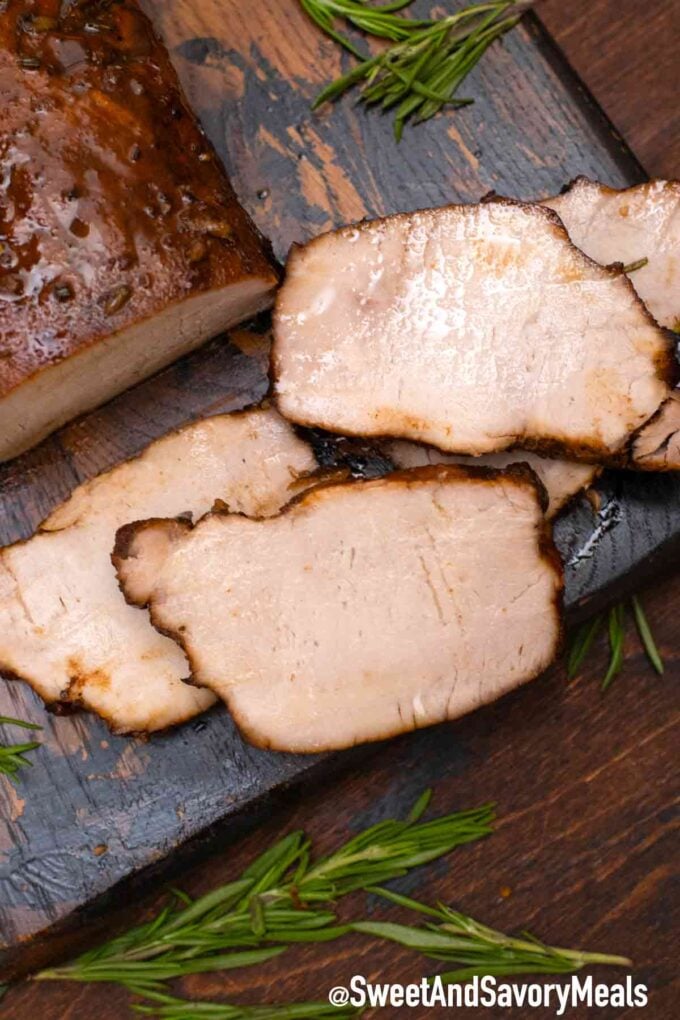 balsamic pork loin sliced