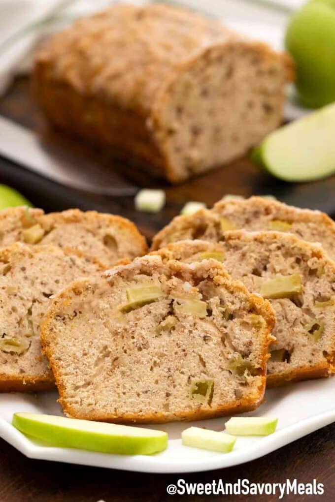 Apple bread slices on a plate