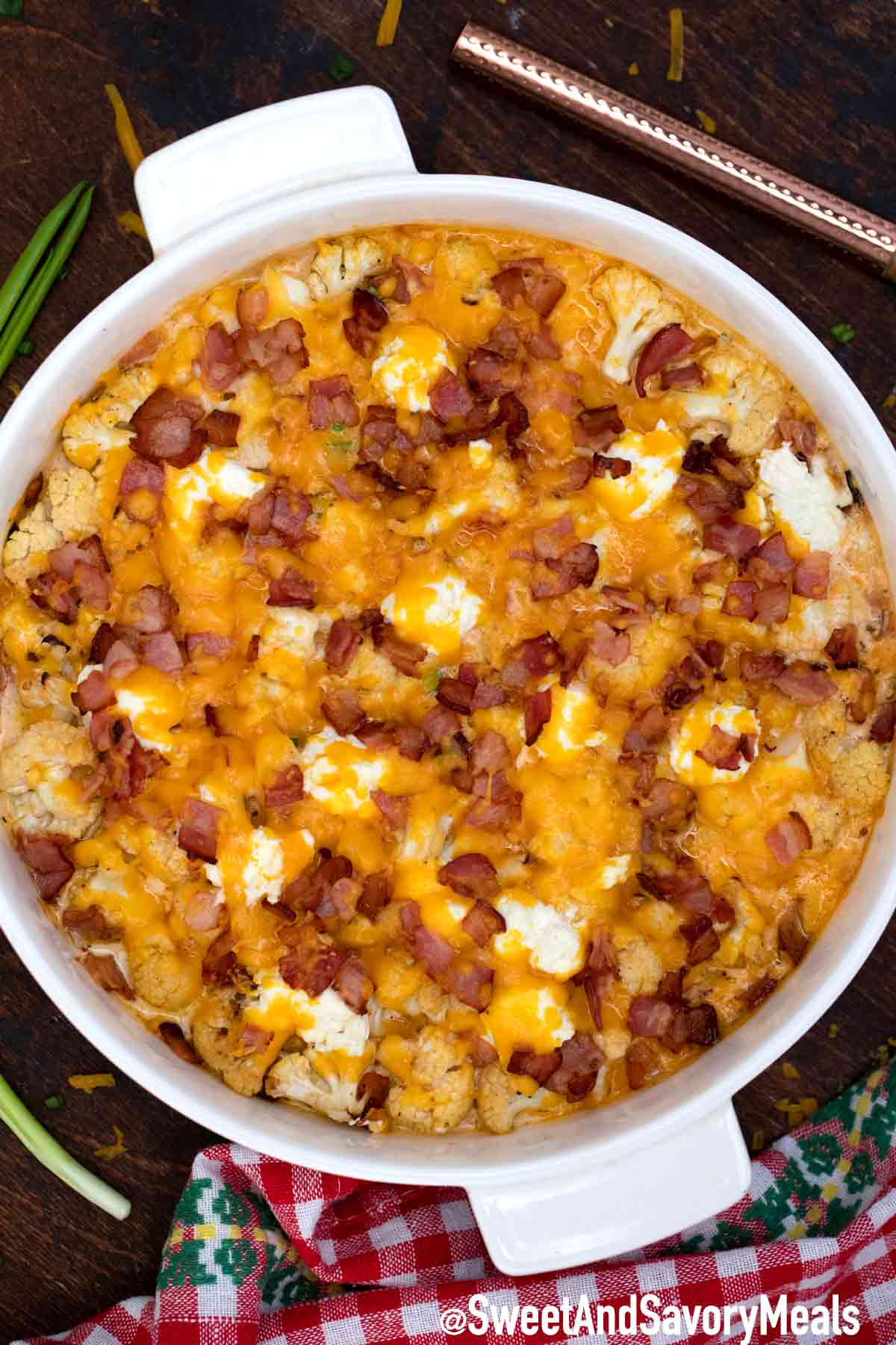 Cheesy Loaded Cauliflower Bake Recipe [Video] - Sweet and Savory Meals