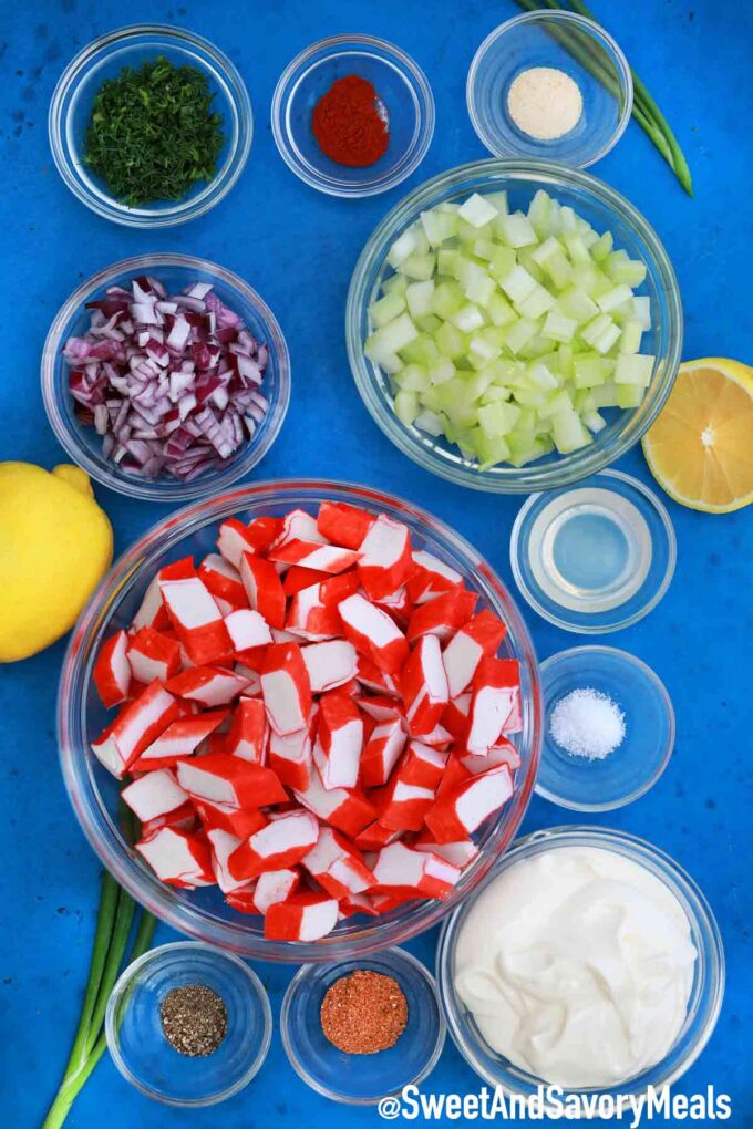 Seafood salad ingredients