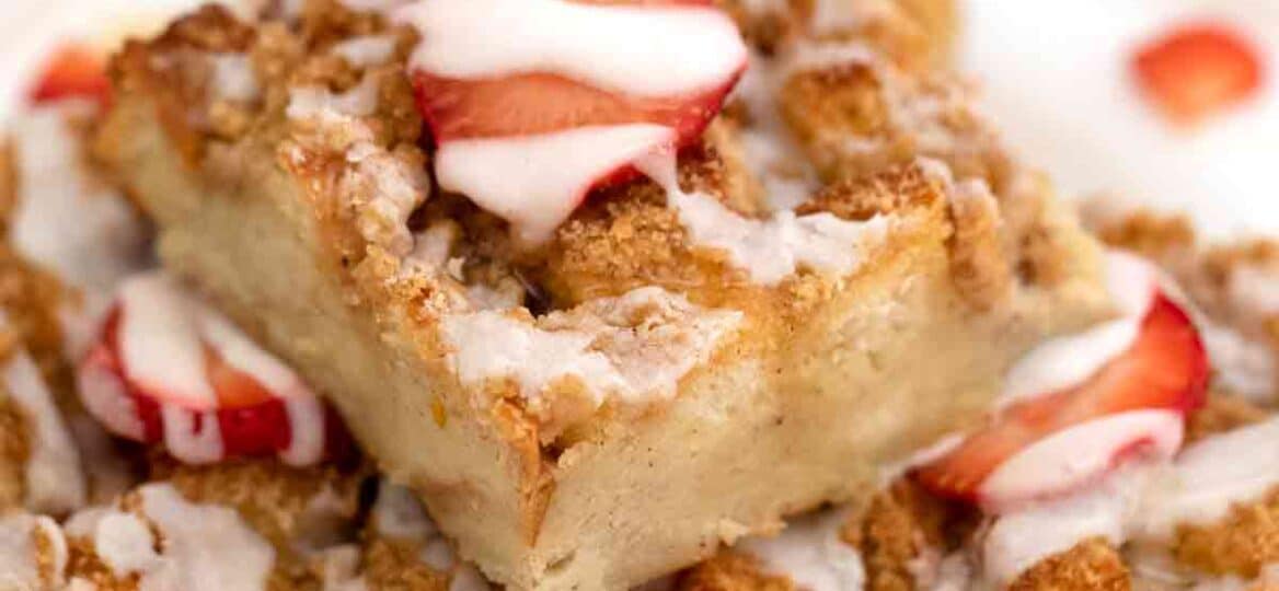 French toast bake casserole with strawberries