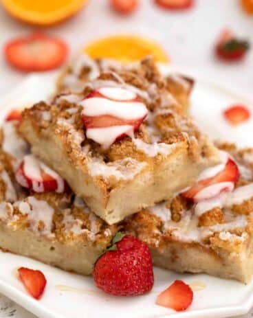 French toast bake casserole with strawberries