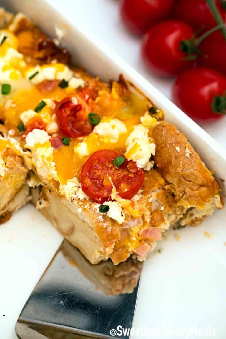 Everything Bagel Breakfast Casserole in pan