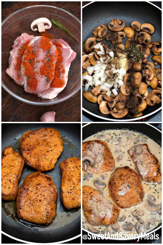 How to make mushroom pork chops steps