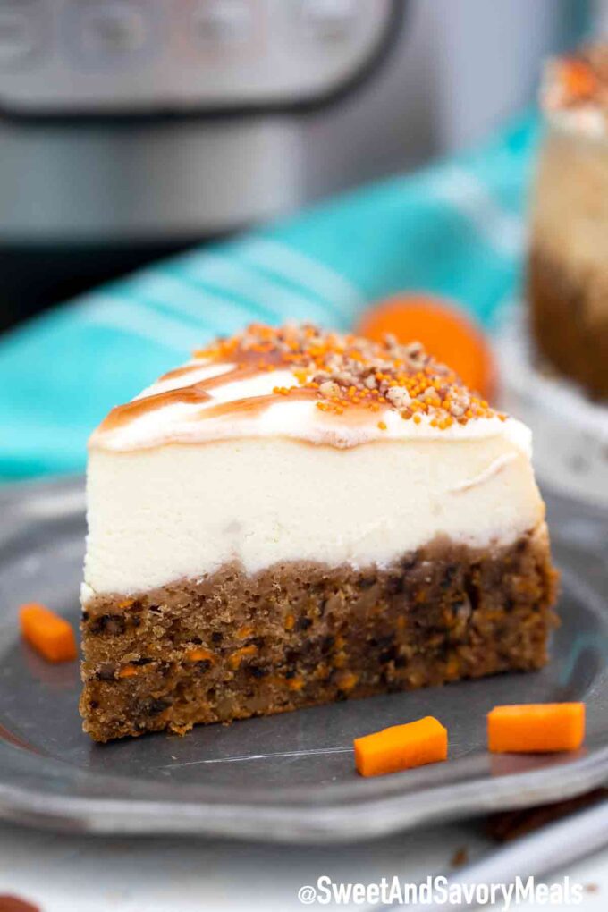 pressure cooker carrot cake cheesecake slice