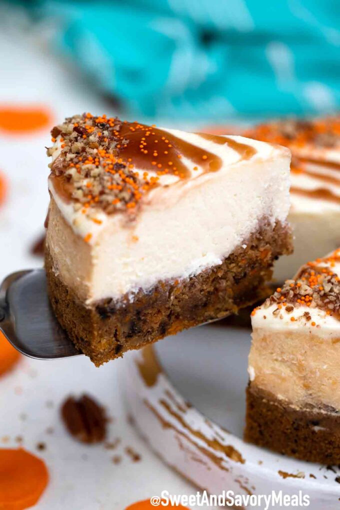  sliced instant pot carrot cake cheesecake