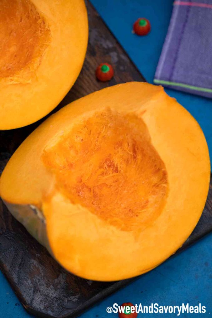 Sliced fresh pumpkin on a table