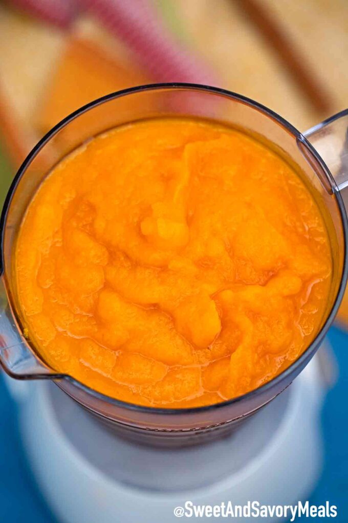 pureed pumpkin in a food processor 