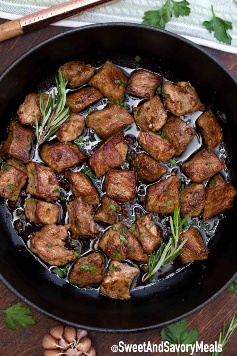 Garlic Butter Steak Bites - 15 Minute Recipe - Sweet and Savory Meals