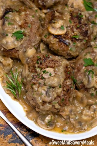 hamburger steak with mushroom gravy