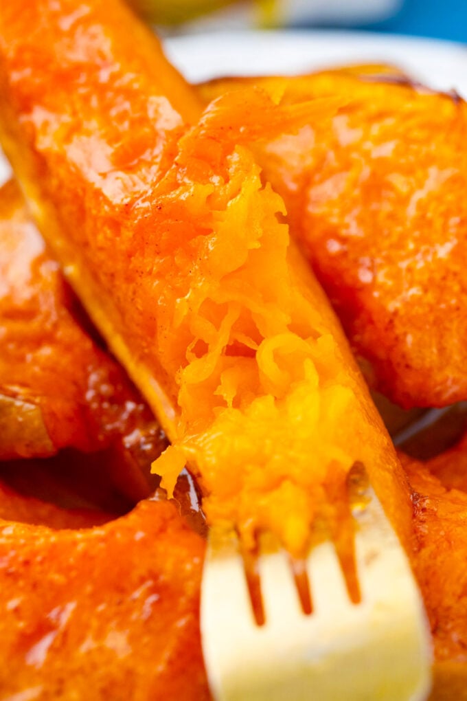 Juicy and tender roasted pumpkin.