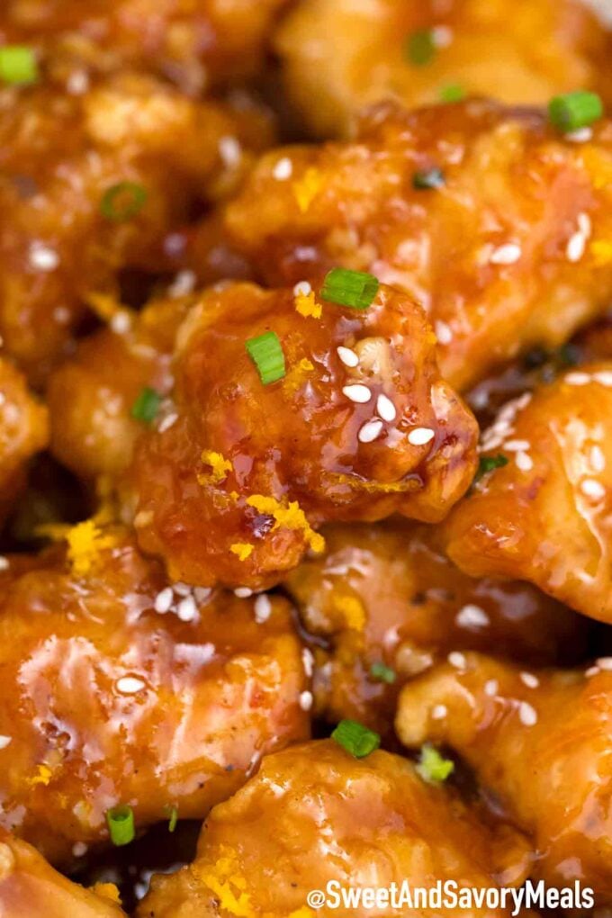 Crispy and sticky Panda Express orange chicken copycat