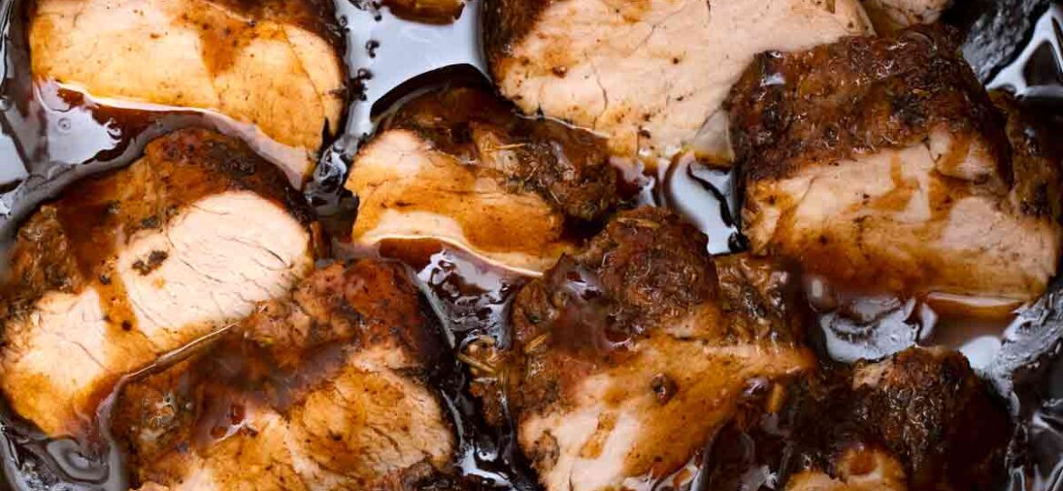 instant pot pork balsamic tenderloin sliced