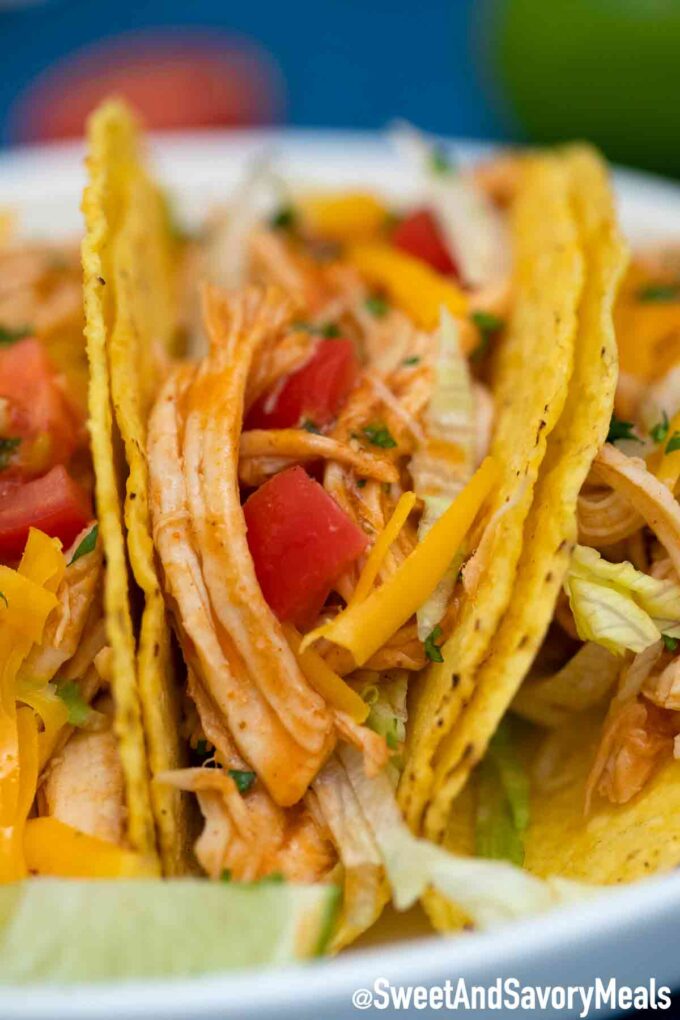 chicken tacos in crunchy shells