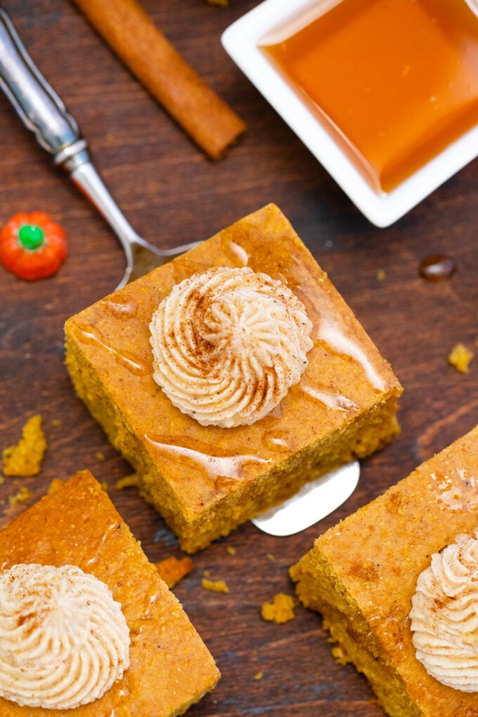 Homemade pumpkin cornbread with cinnamon honey butter.