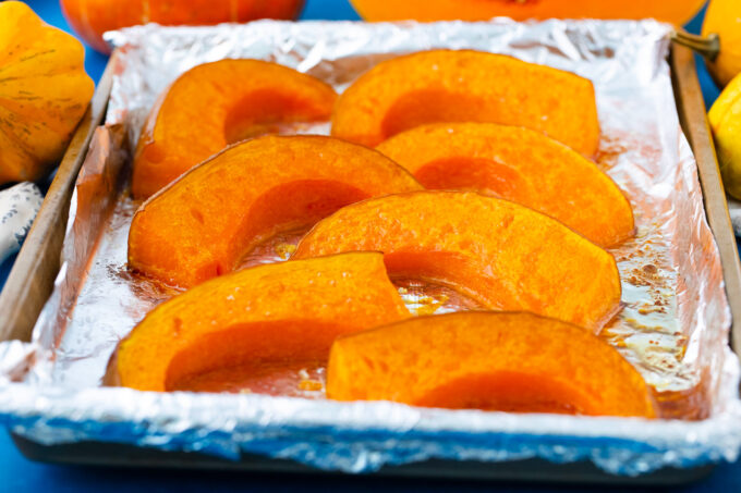 Homemade roasted pumpkin slices.