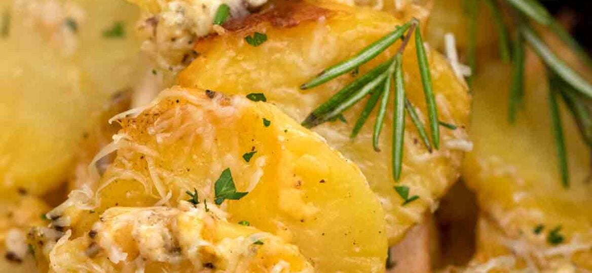 slow cooker scalloped potatoes with rosemary