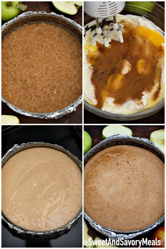 Steps how to make apple pie caramel cheesecake