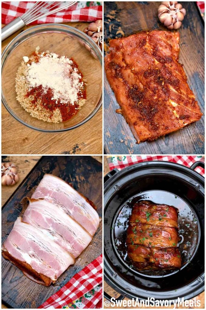 steps how to make crockpot bacon pork loin
