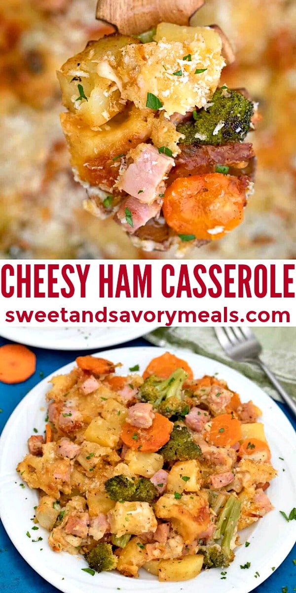 easy cheesy ham casserole pin