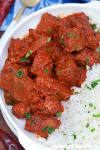 beef Chili Colorado with rice