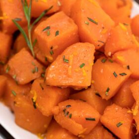 brown sugar candied yums with rosemary