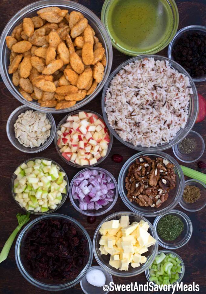 cranberry stuffing ingredients on a table 