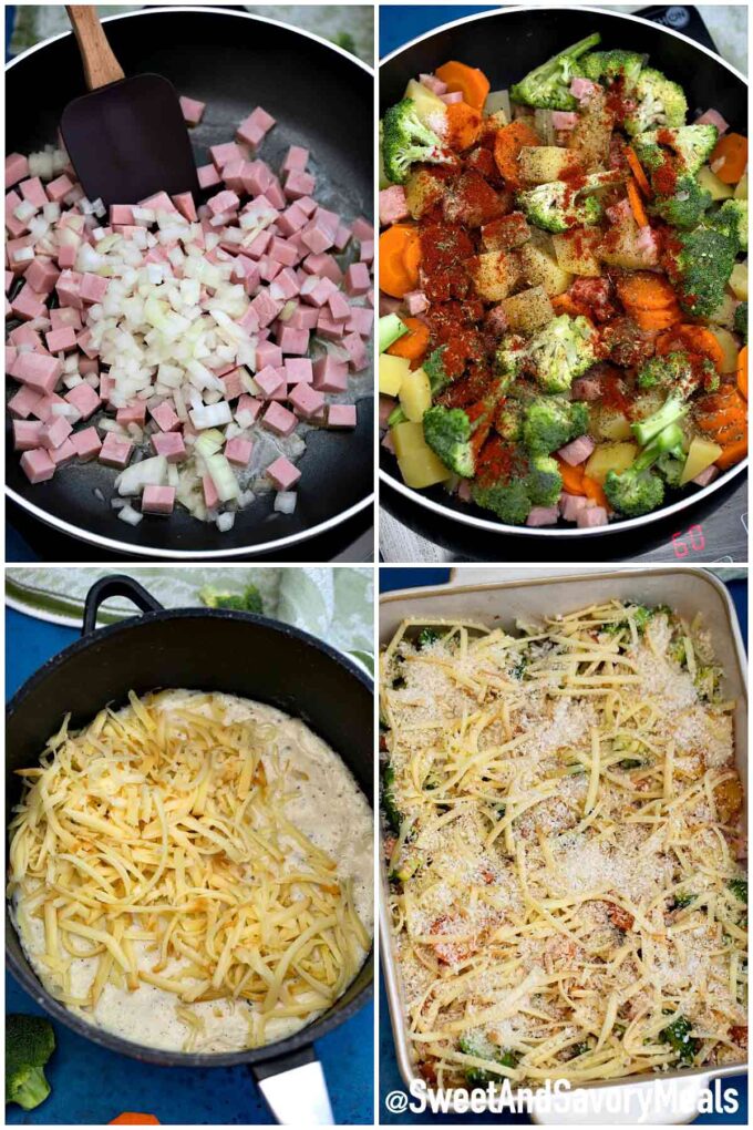 steps how to make cheesy ham casserole