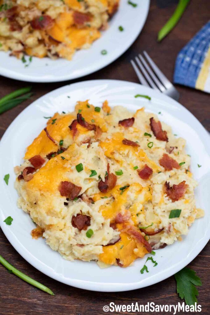 mashed potato casserole on a plate