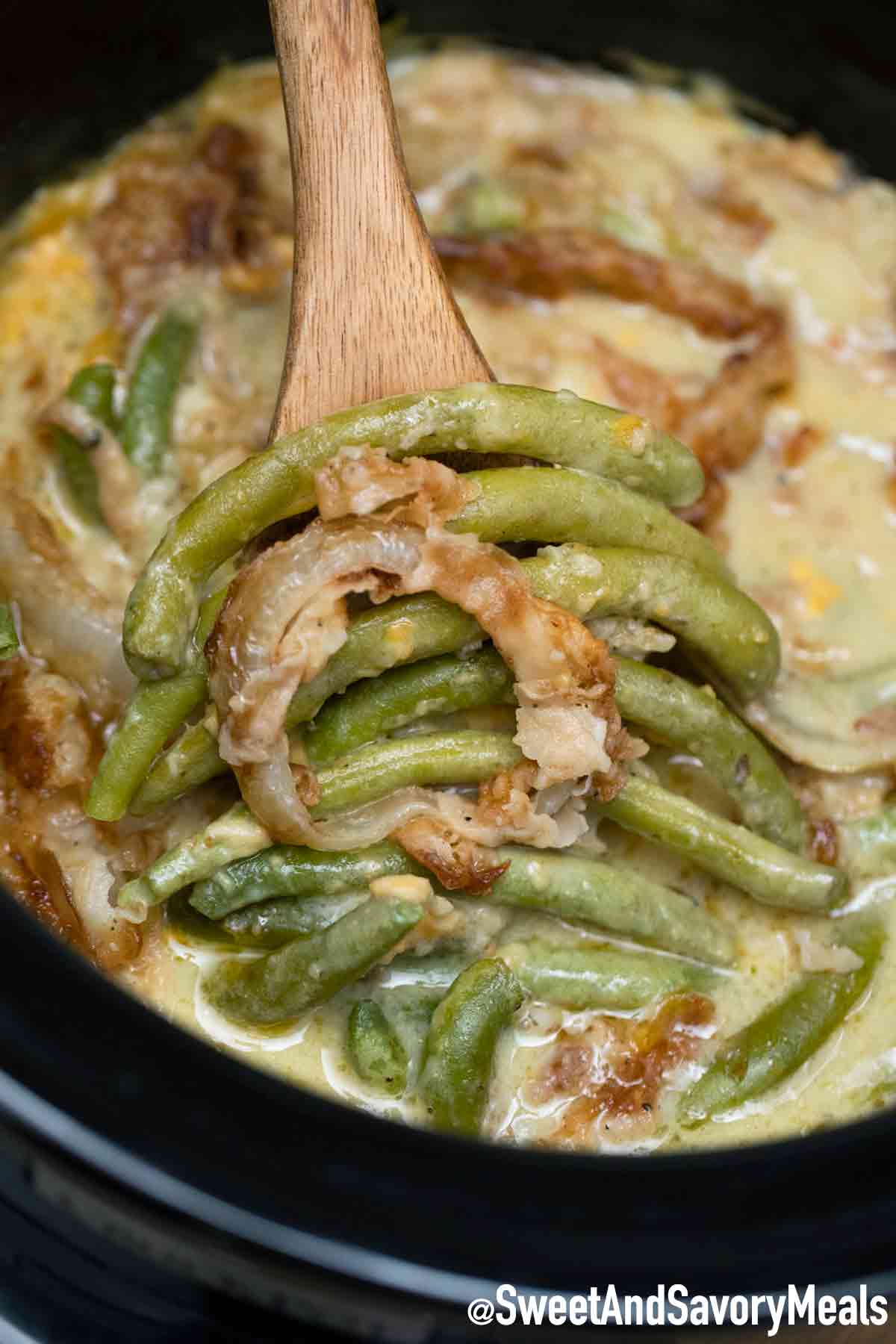 Crockpot Green Bean Casserole [Slow Cooker, Baked & Make Ahead Recipes]