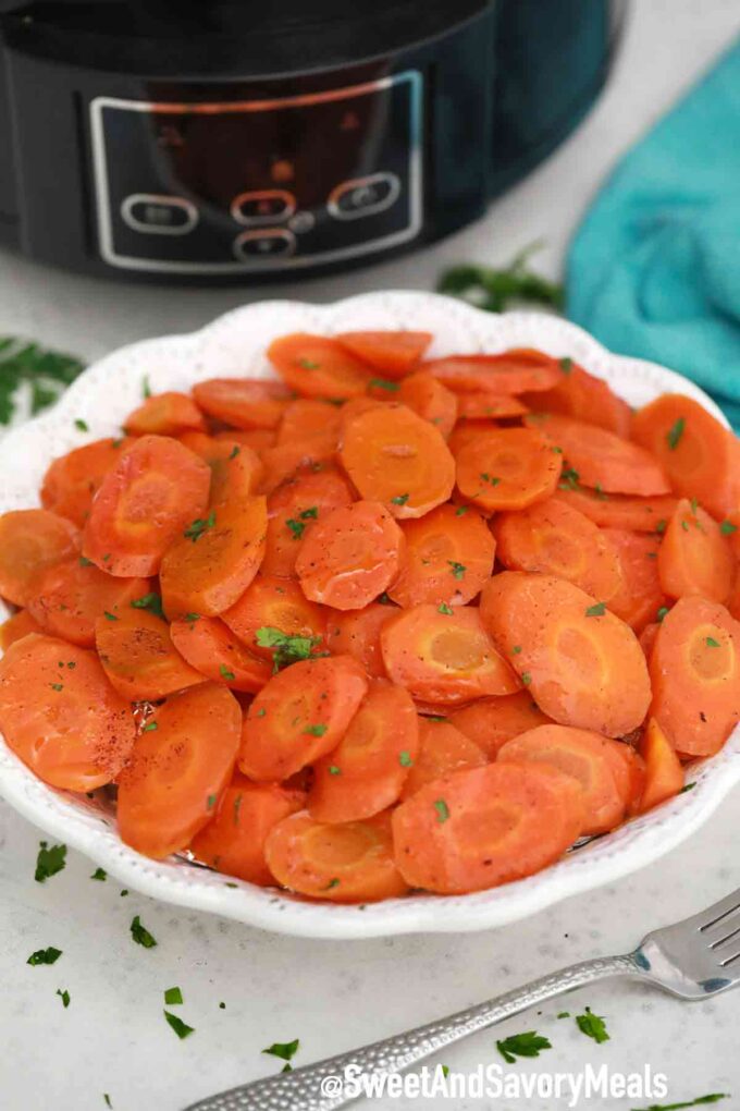 crockpot roasted carrots on a plate