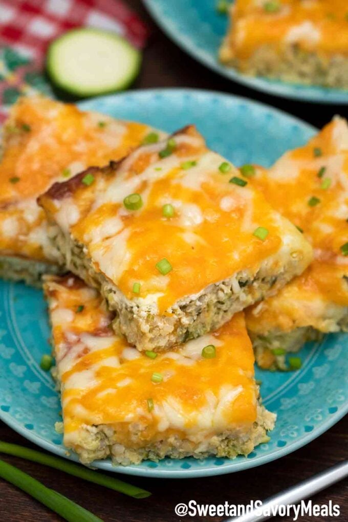 sliced zucchini casserole on a plate