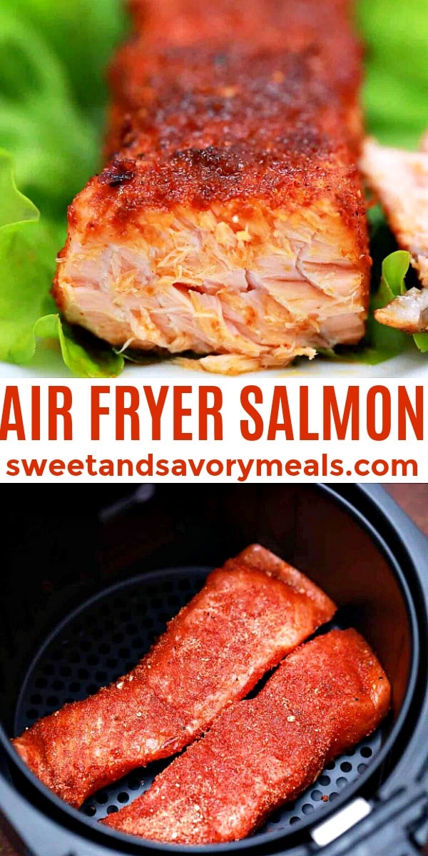 easy air fryer salmon pin collage 