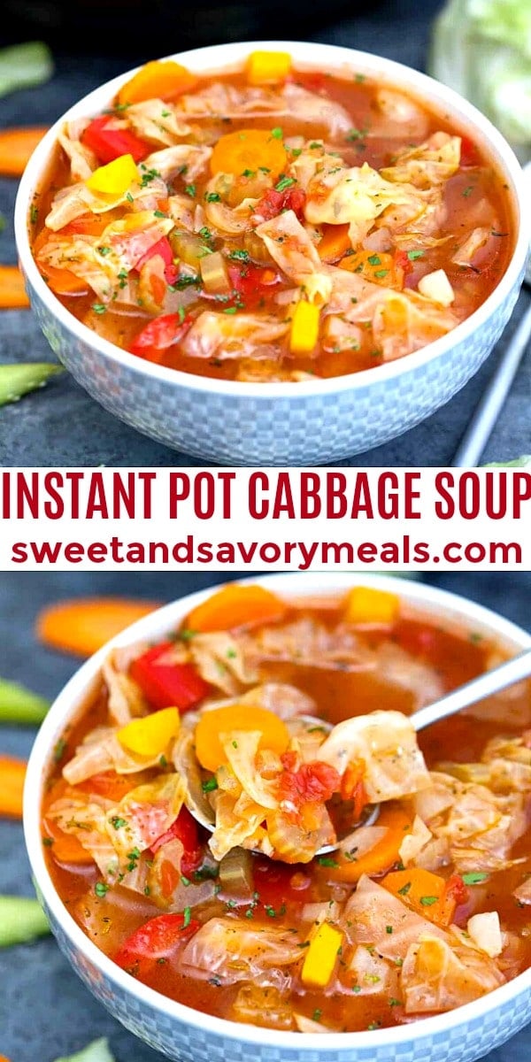 photo collage of instant pot cabbage soup for Pinterest