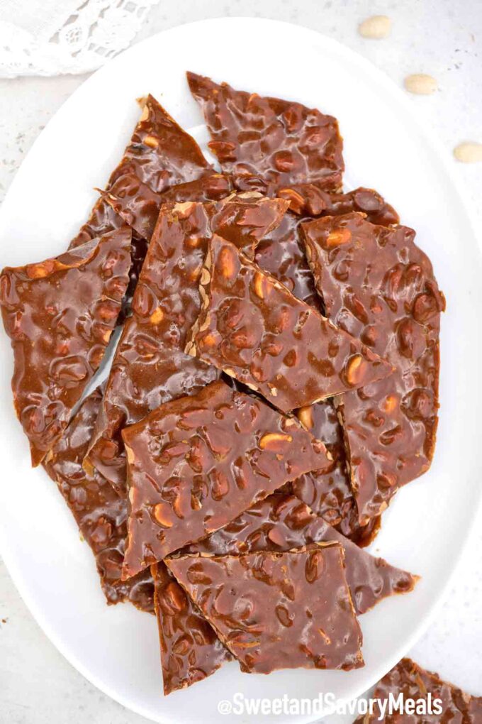 peanut brittle on a plate