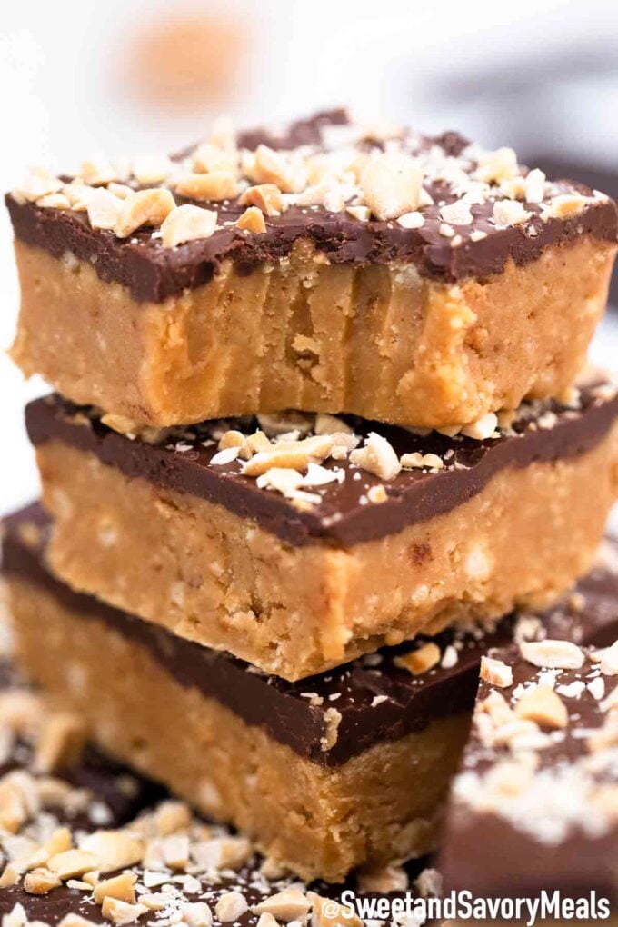 peanut butter bars with a bite