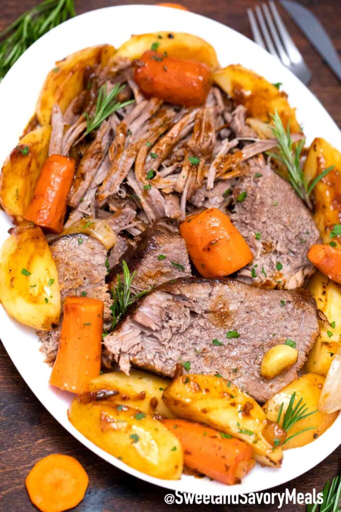 beer pot roast with carrots and potatoes