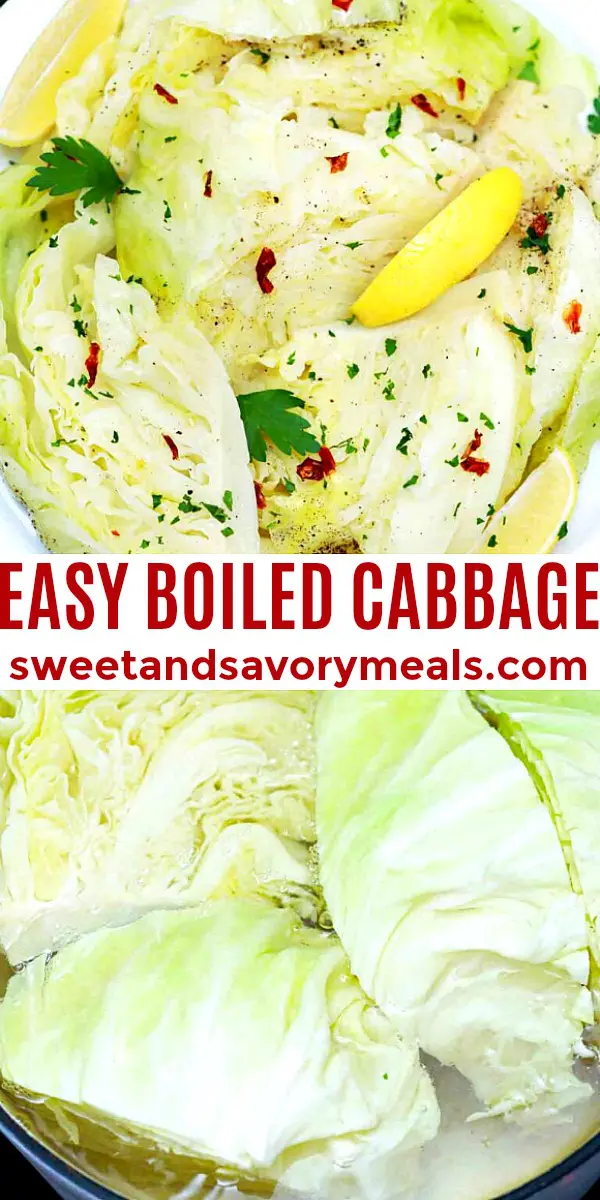 boiled cabbage collage for pinterest with text overlay